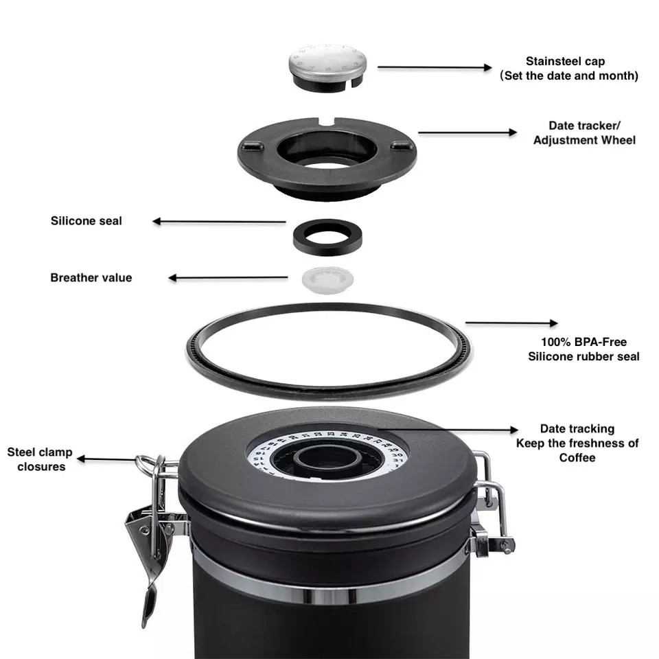Airtight Single Valve Coffee Canister - Image 2